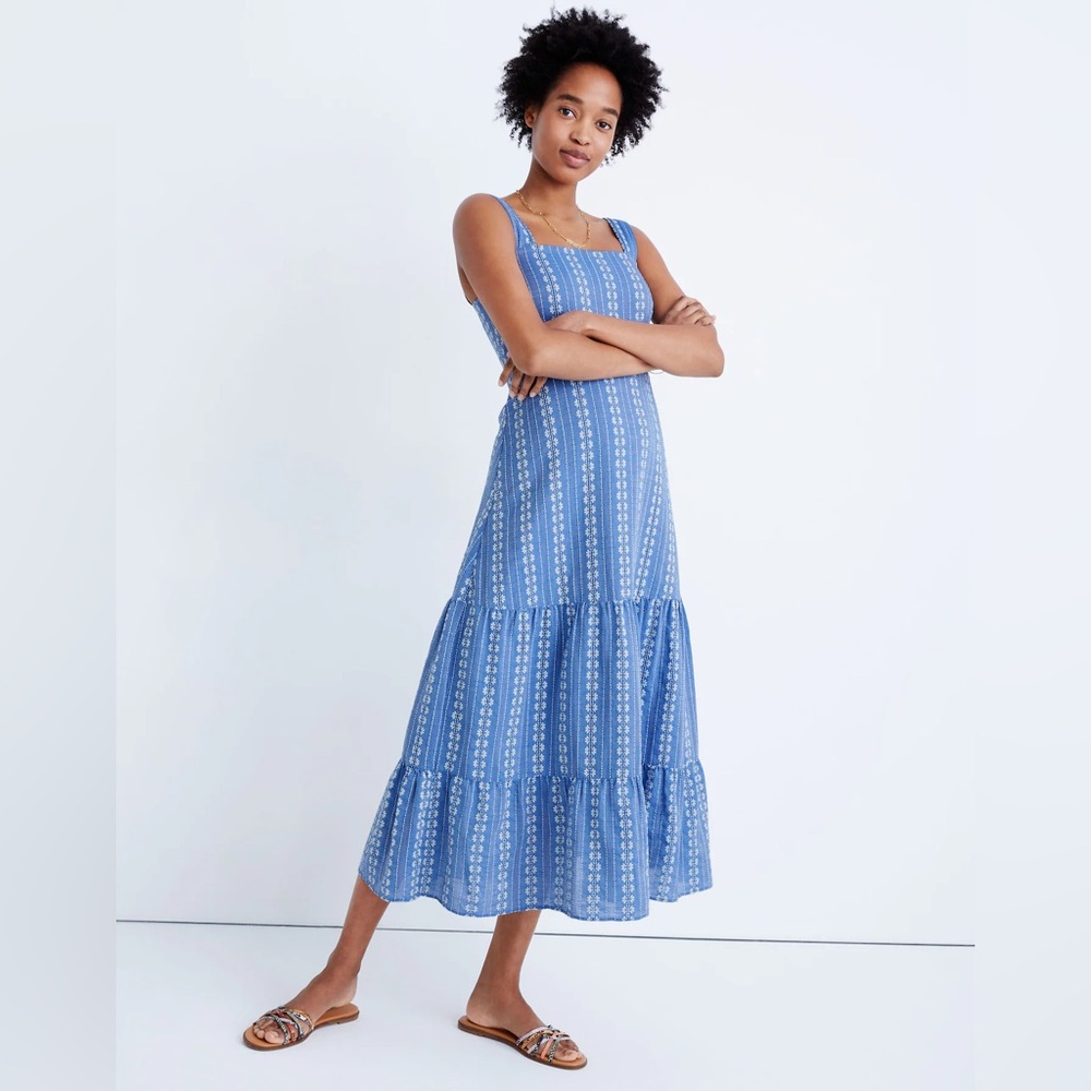 Madewell Embroidered Button-Back Tiered Sundress Women’s Size 2